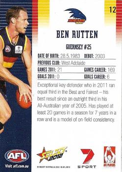 2012 Select AFL Champions #12 Ben Rutten Back